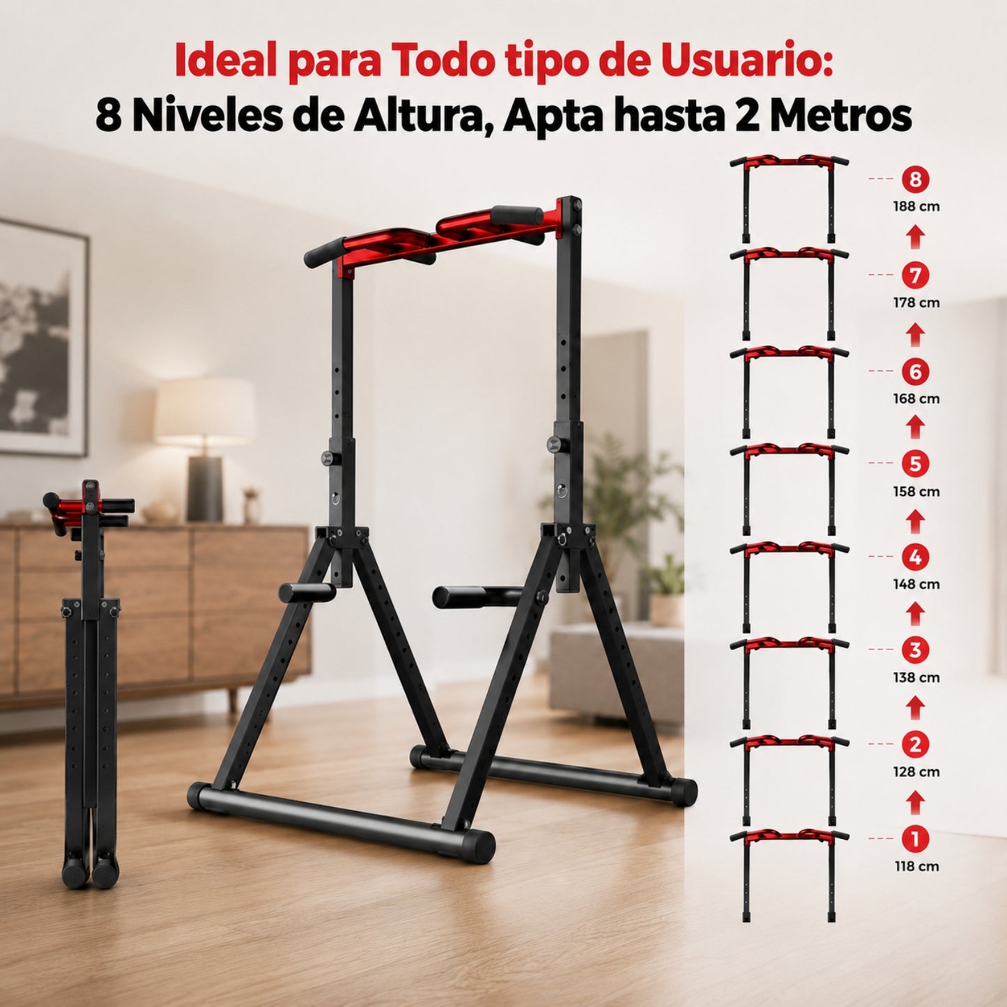 Estación Plegable para Dominadas y Fondos