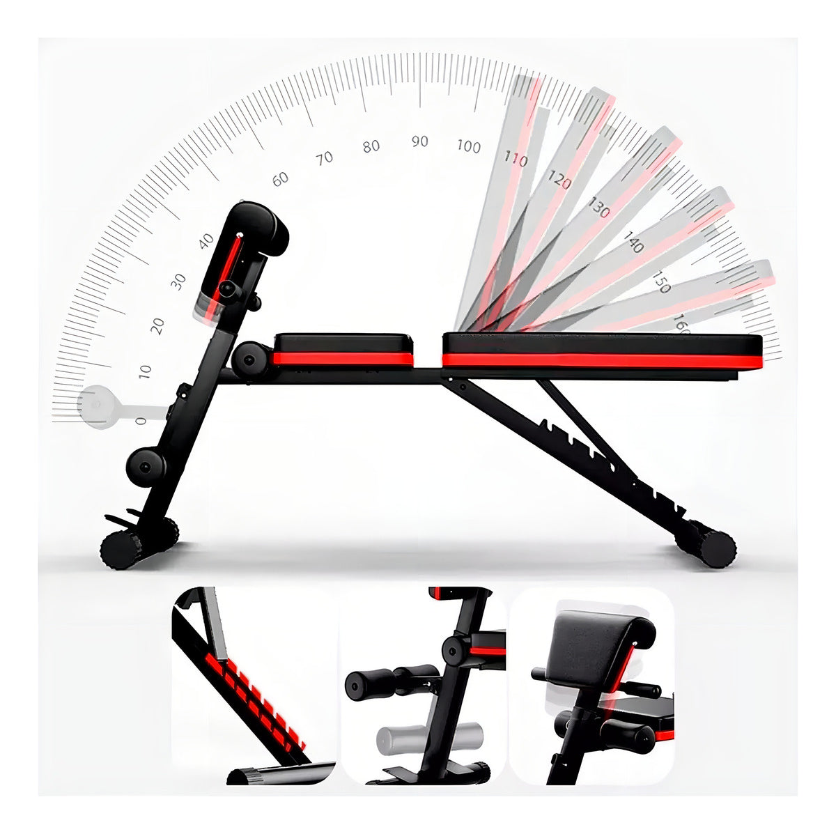 Banco Plegable Abdominales + Par Mancuernas 10kg
