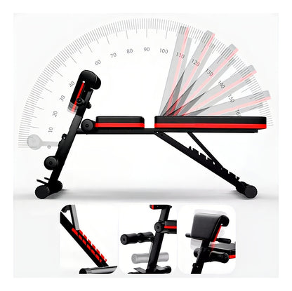 Banco Plegable Abdominales + Par Mancuernas 10kg