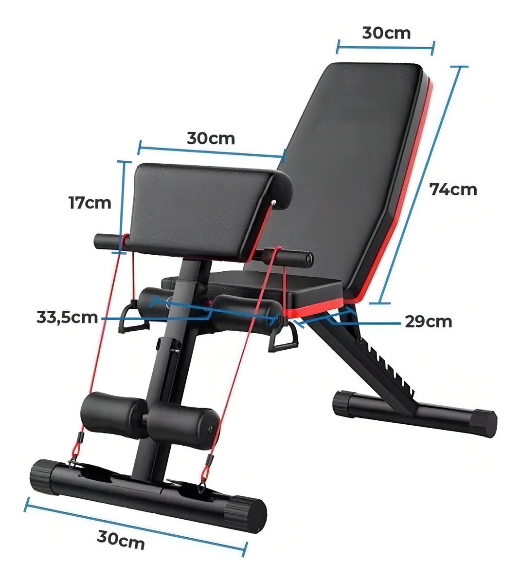 Banco Plegable Abdominales + Par Mancuernas 10kg