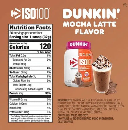 Proteína Dymatize ISO100 Hidrolizada Dunkin’ 1.4 lb