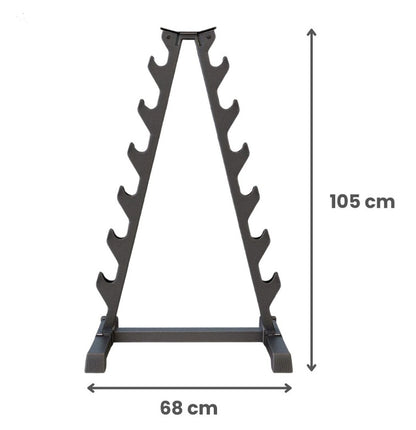 Pack Mancuernas Hexagonales 105kg + Rack Triangular